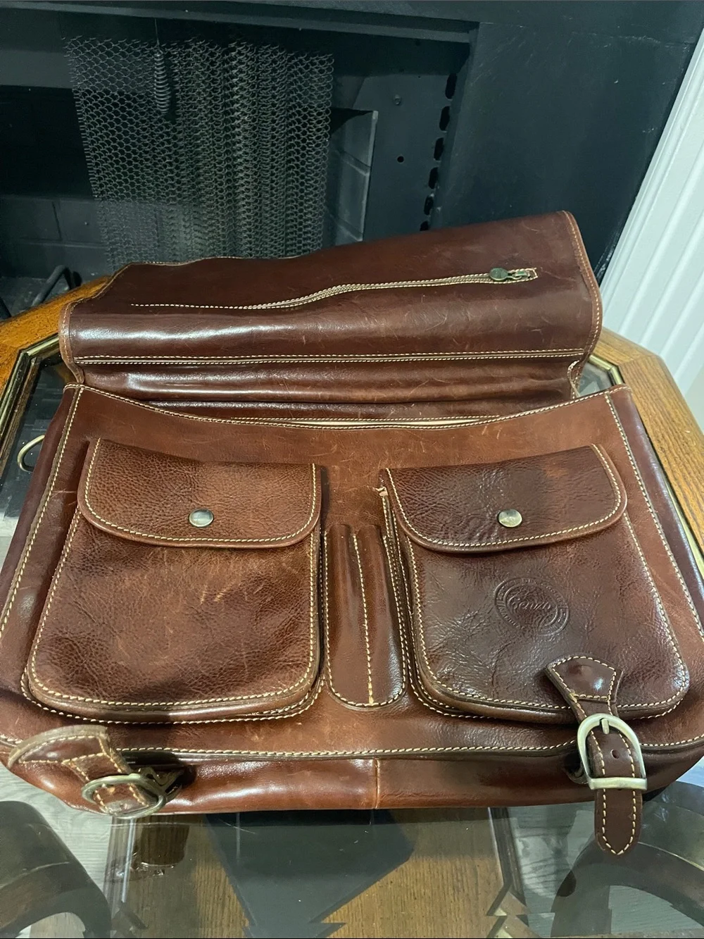 Men's Classic Brown Leather Briefcase - Professional Work Bag
